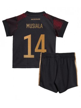 Tyskland Jamal Musiala #14 Replika Borta Kläder Barn VM 2022 Kortärmad (+ byxor)